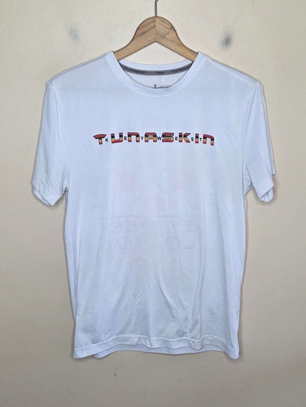 Tunaskin White Short Sleeve Front & Back Graphic T-Shirt Size Mens Small
